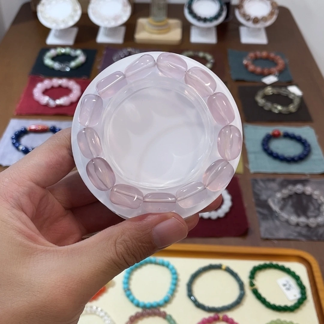 水晶未镶嵌手链糖豆莫粉