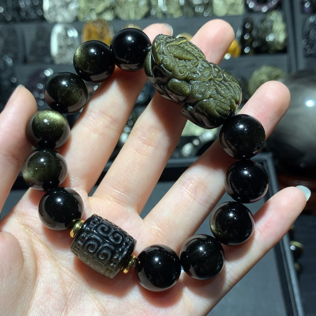 黑曜岩未镶嵌手串热****呀