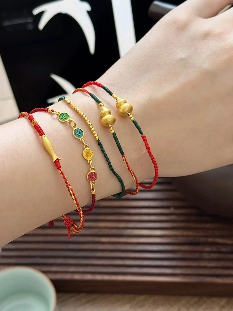 「金彩绳艺」手工黄金元素编绳编织古法手编五彩链