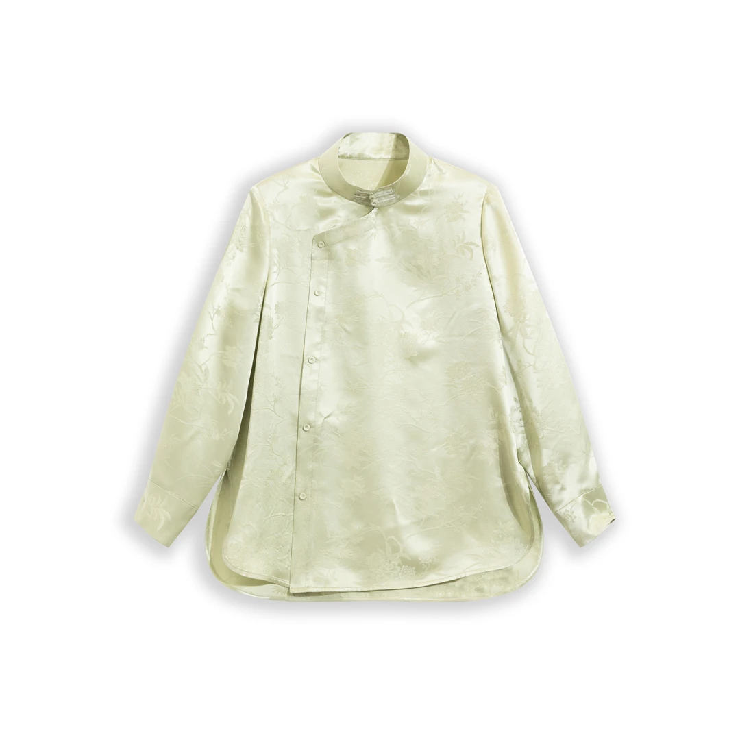 【苏小乔】满分桑蚕丝新中式女衬衣小衫衬衫中国风衣服H25071