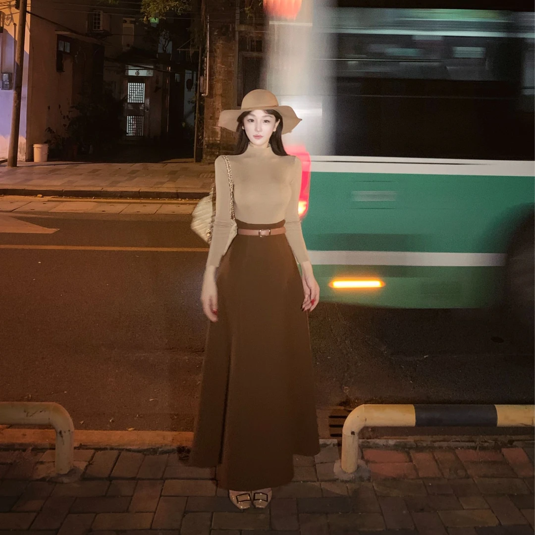 WW定制「秋意正浓」显瘦气质针织时尚休闲百搭小众设计上衣半裙套装