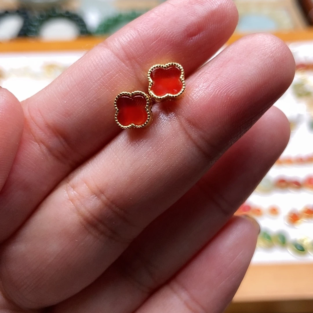 和田玉耳饰银S925镶嵌