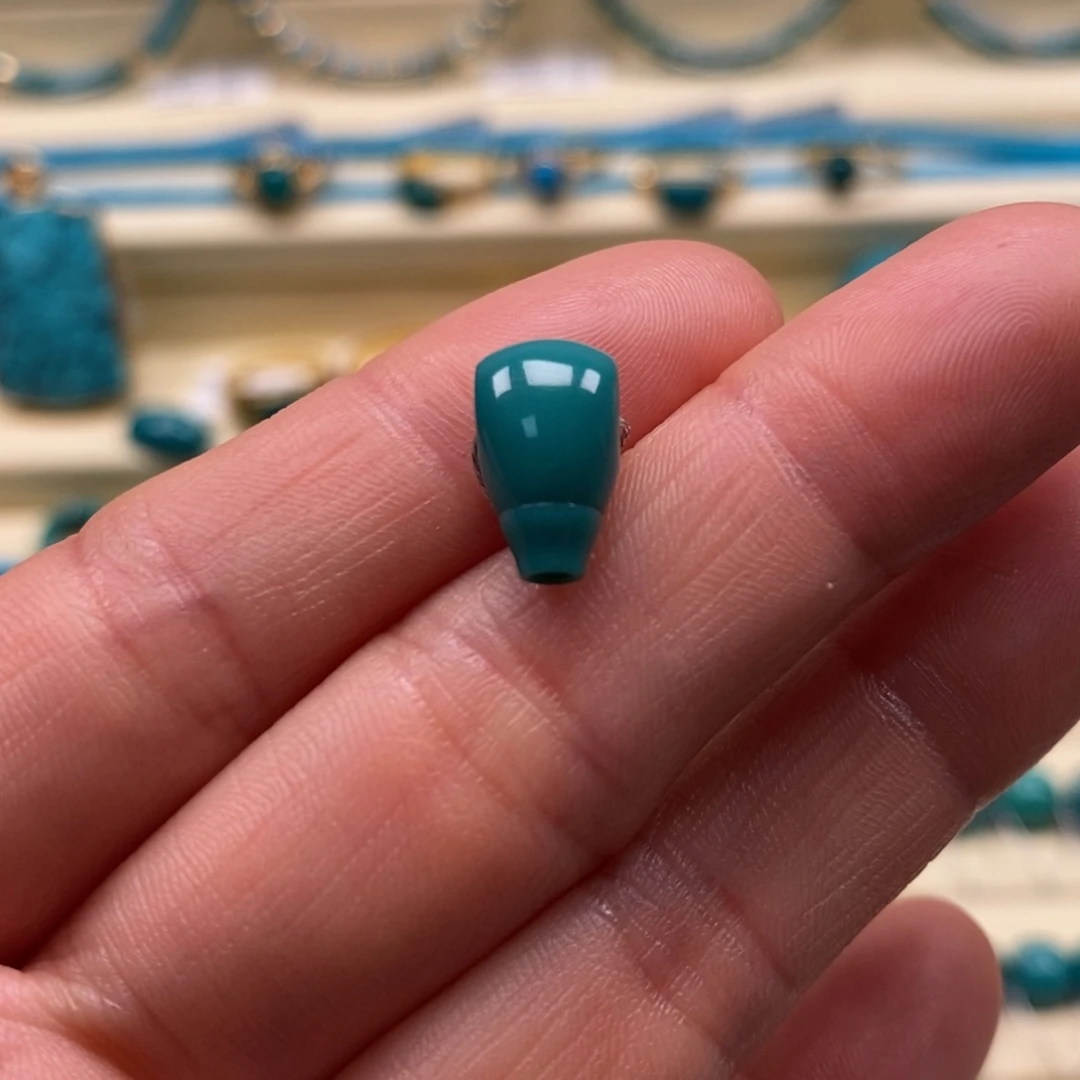 绿松石未镶嵌珠宝奇石对孔7厚度7西施壶三通