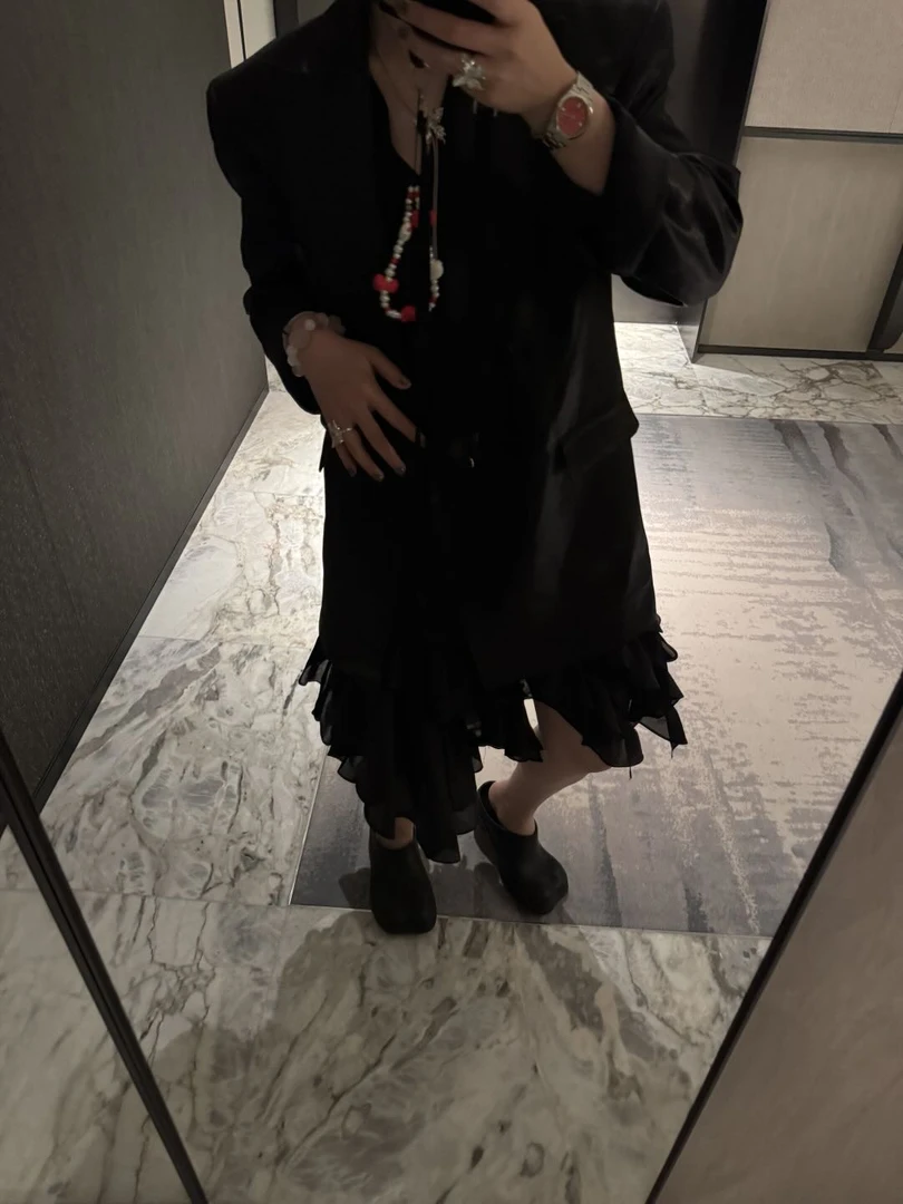 RIRV「Black系列」 时髦精 拼接连衣裙