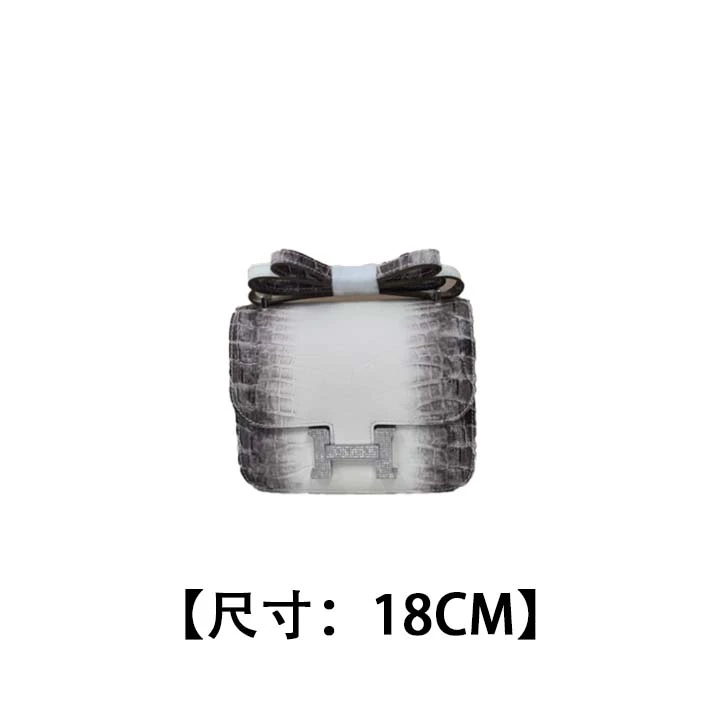 晨林私定【喜马拉雅白-鳄鱼纹18康康包包】牛皮优雅风手提包 30554