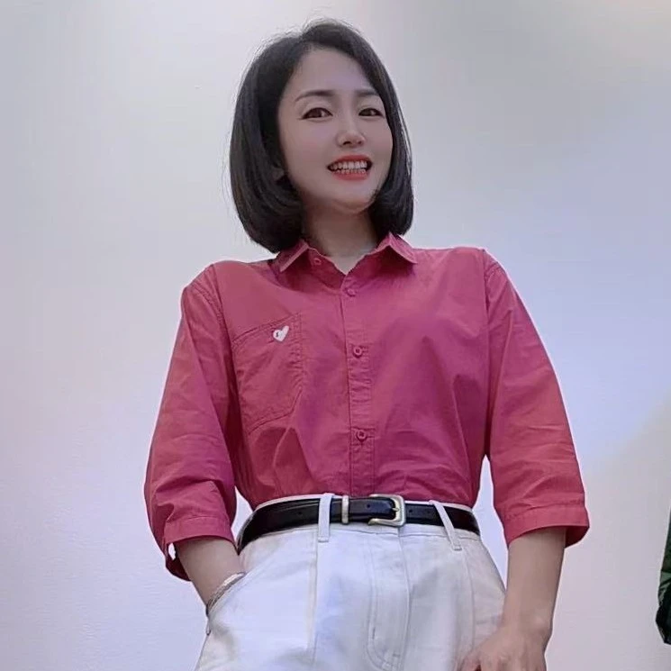 268高端爱心刺绣时尚潮流气质百搭衬衫女春夏新款