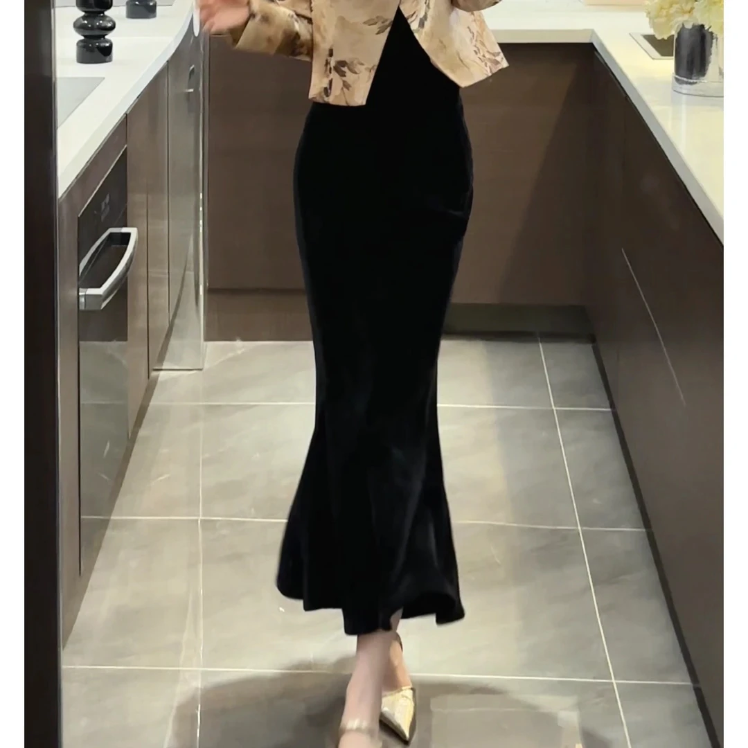 【鱼尾裙】加绒保暖2024秋冬新款新中式国风复古半身裙气质显瘦女