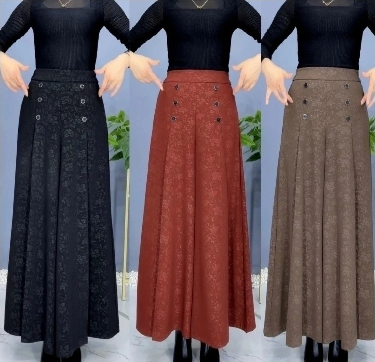 （BB203）夏季垂感裙裤大脚口高档阔腿裤宽松坠垂甩裤高腰女裤中年