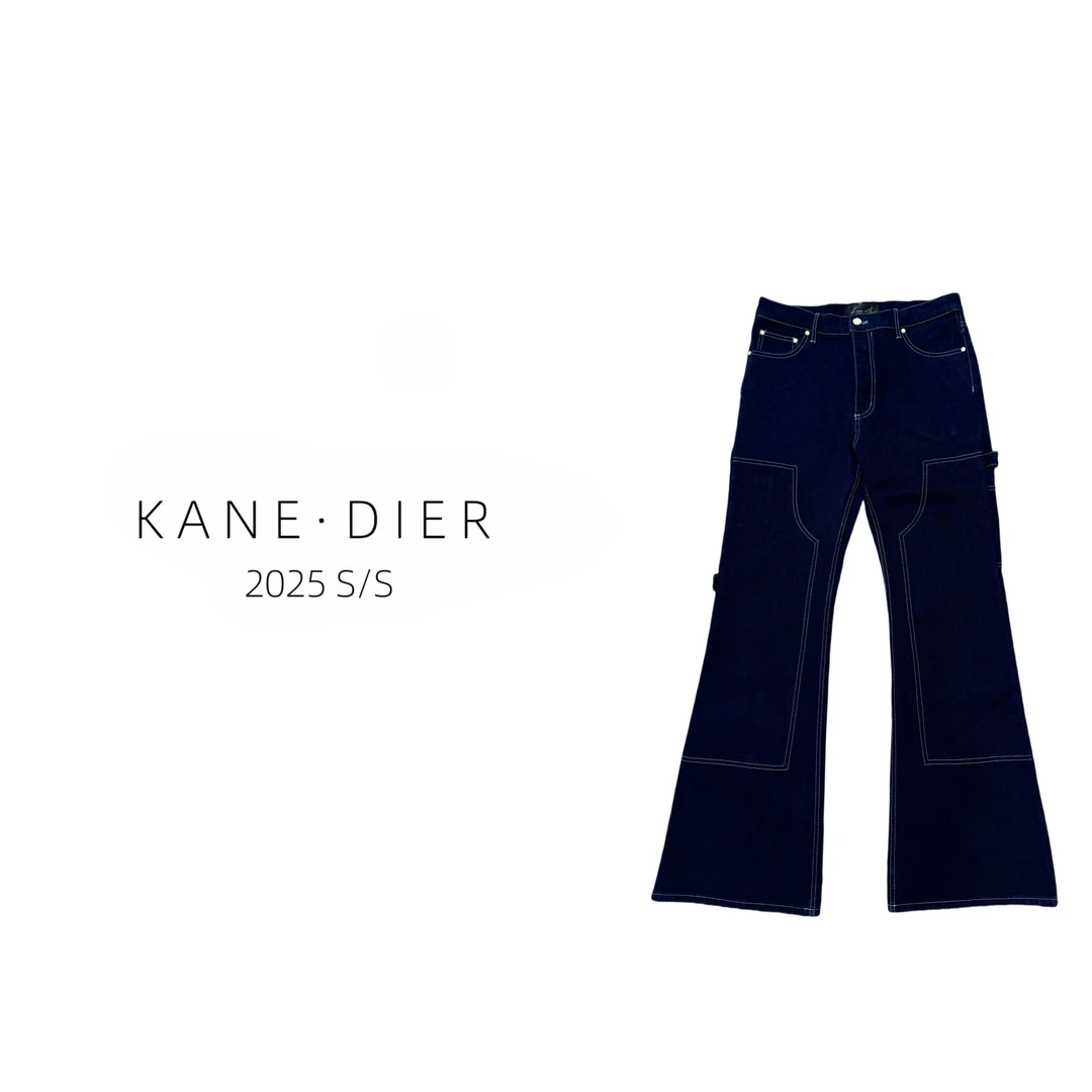 KANE DIER 25S/S 重磅面料深蓝水洗帆布面料伐木微喇牛仔裤喇叭裤