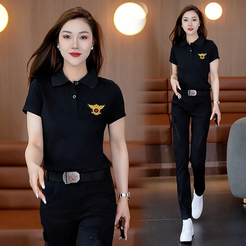 户外休闲运动减龄工装套装女夏季新款修身显瘦时尚洋气迷彩服军旅