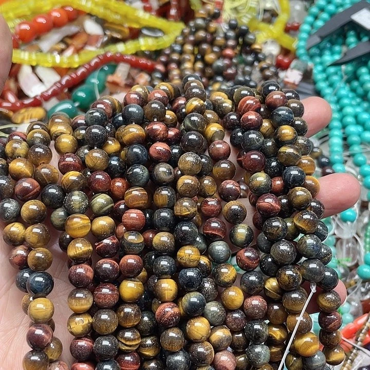 玛瑙/玉髓珠宝半成品未镶嵌一条8mm彩虎眼