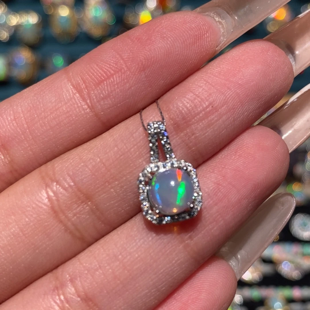 欧泊银S925镶嵌吊坠