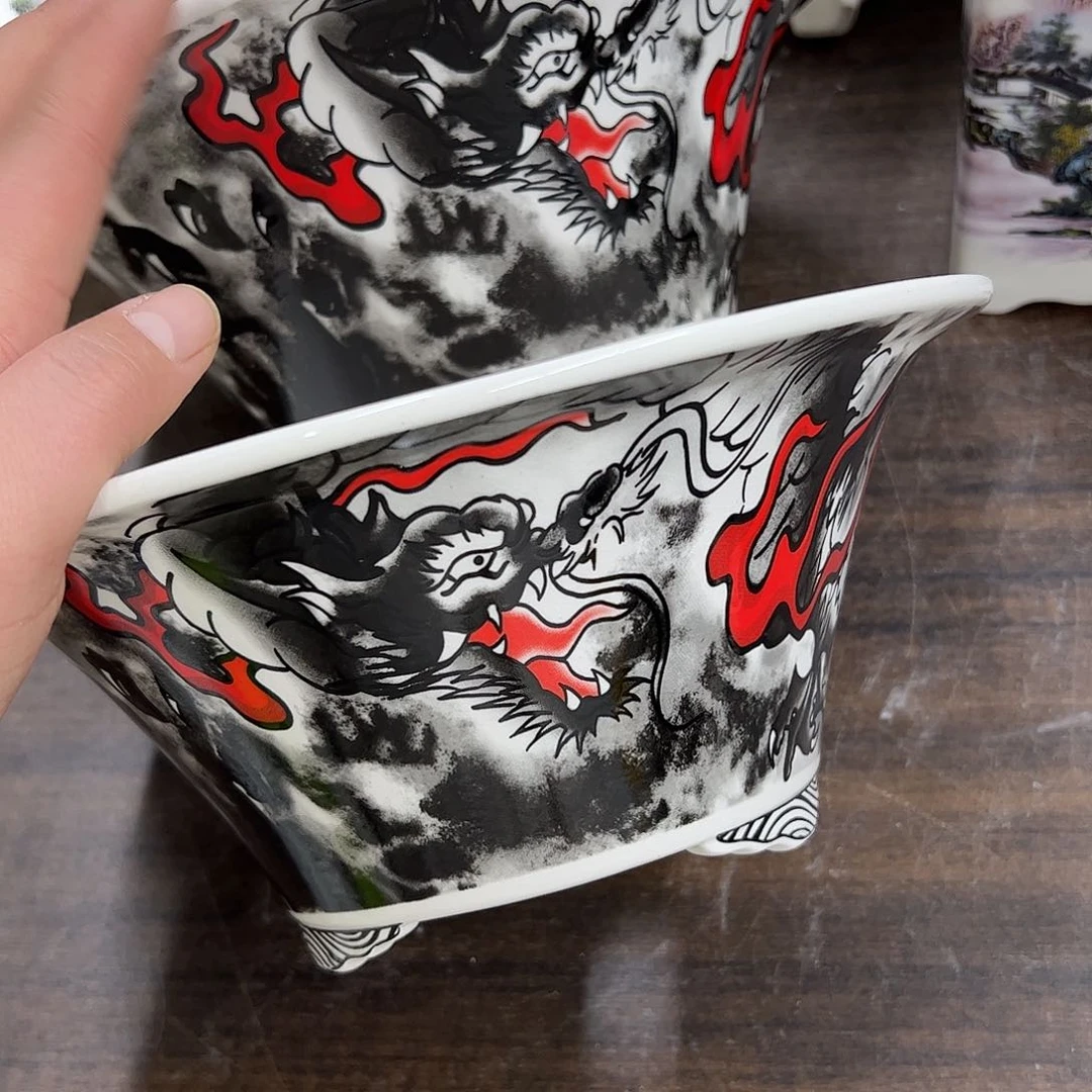 紫砂花盆976号瑕疵2个口不正气泡底脚裂纹介意勿拍处理