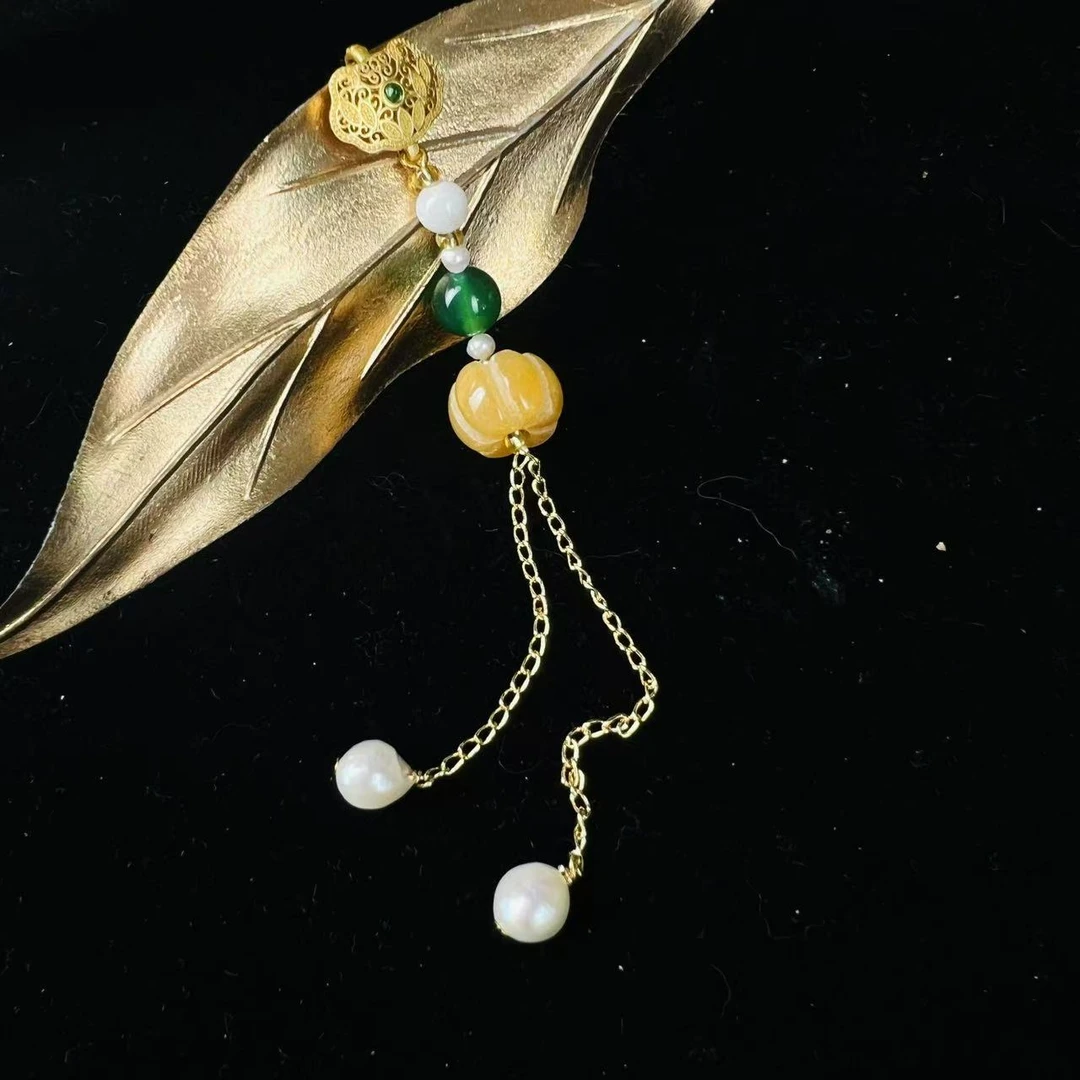 心曼尼【六一周年庆限定】  淡水珍珠 延福压襟3-7mm