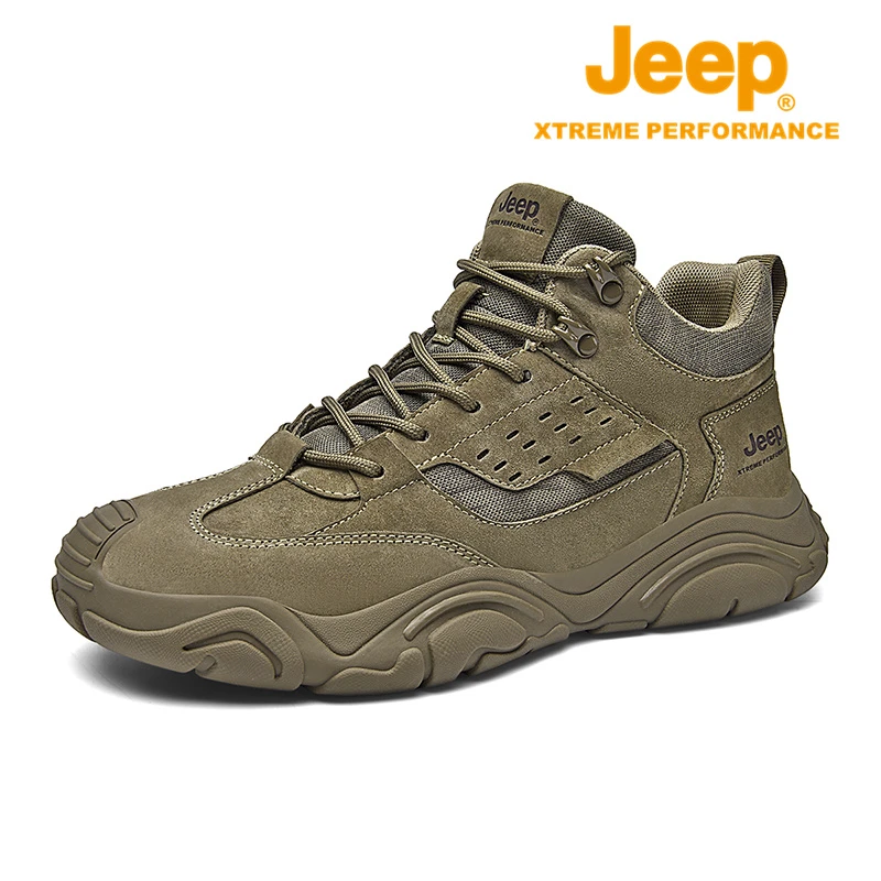JEEP/吉普户外登山鞋男防滑耐磨运动休闲鞋高帮越野徒步鞋时尚秋