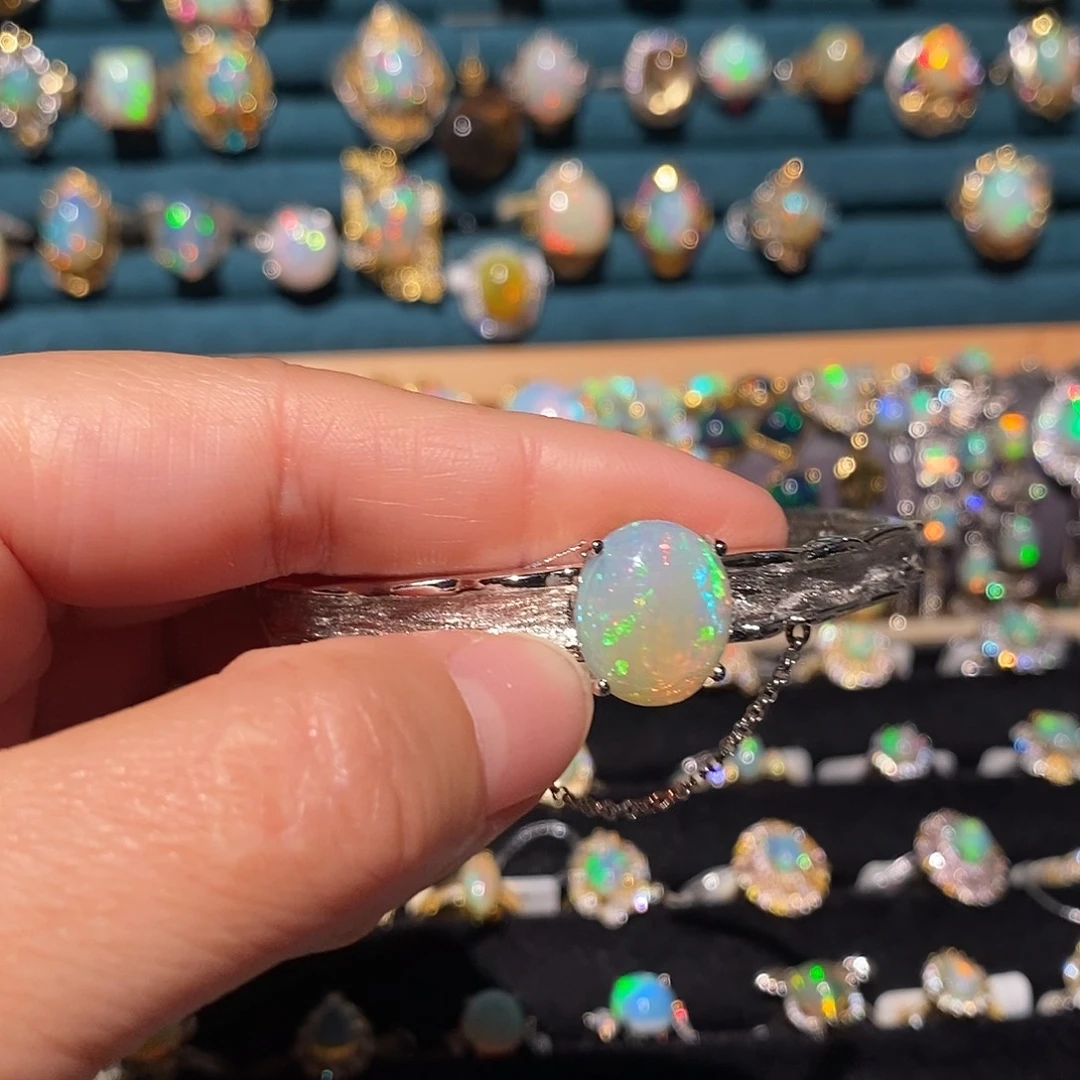 欧泊银S925镶嵌手镯