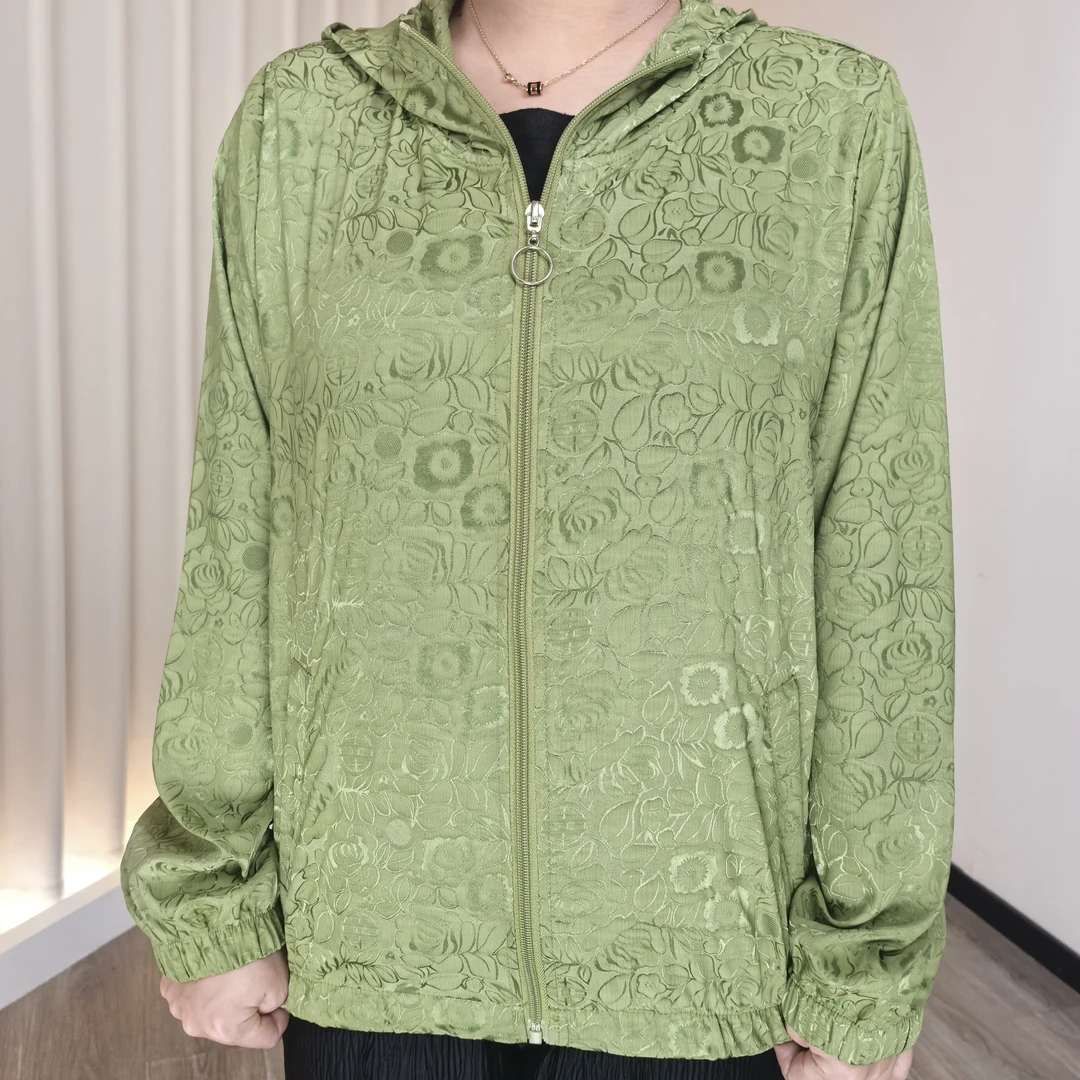 【防晒外套】新款时尚提花气质百搭连帽防晒外套宽松休闲女士上衣