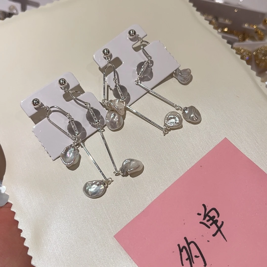 合金淡水珍珠耳饰