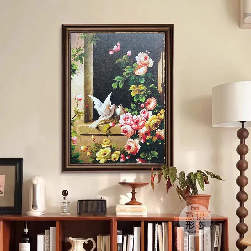 s71《和平鸽》油画中古风装饰画欧式美式古典客厅玄关卧室挂