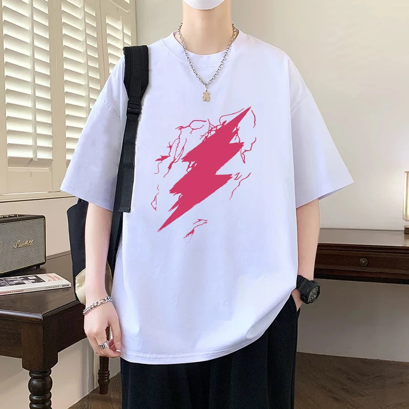 纯棉透气短袖T恤男生青少年夏天帅气百搭休闲宽松运动重磅半袖装