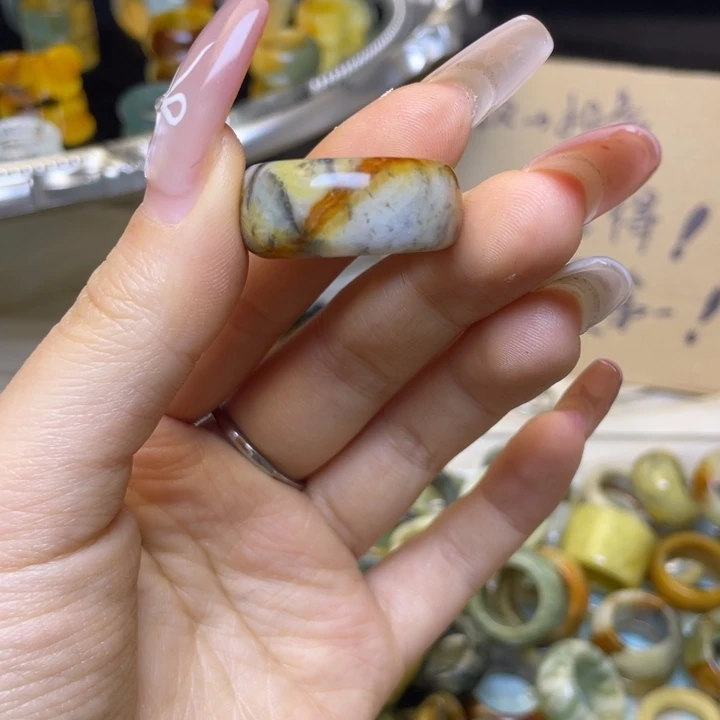 蛇纹石玉合金戒指11-18.5微瑕