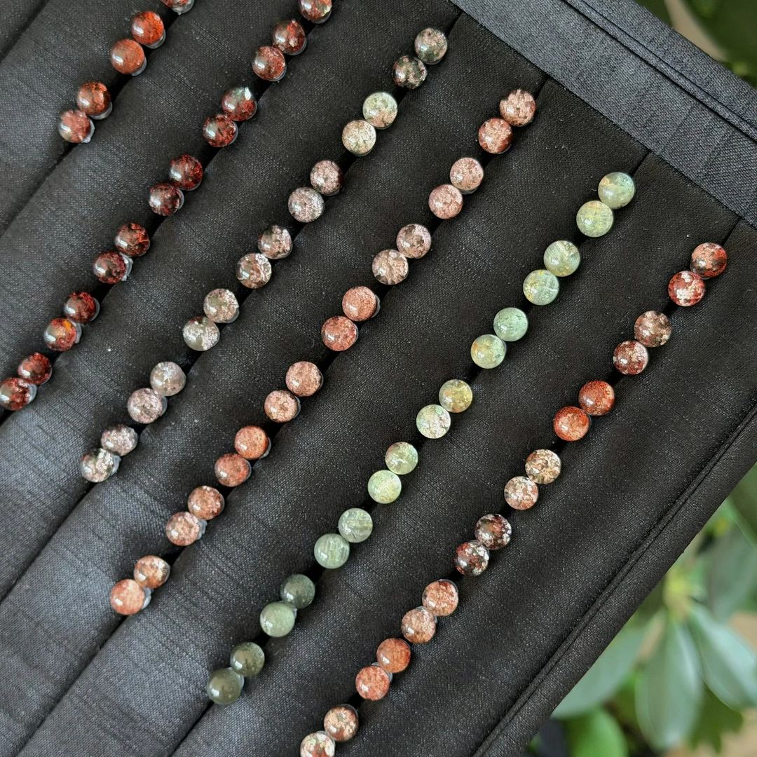 S925银天然四季幽灵小米珠耳钉（多样性发一）