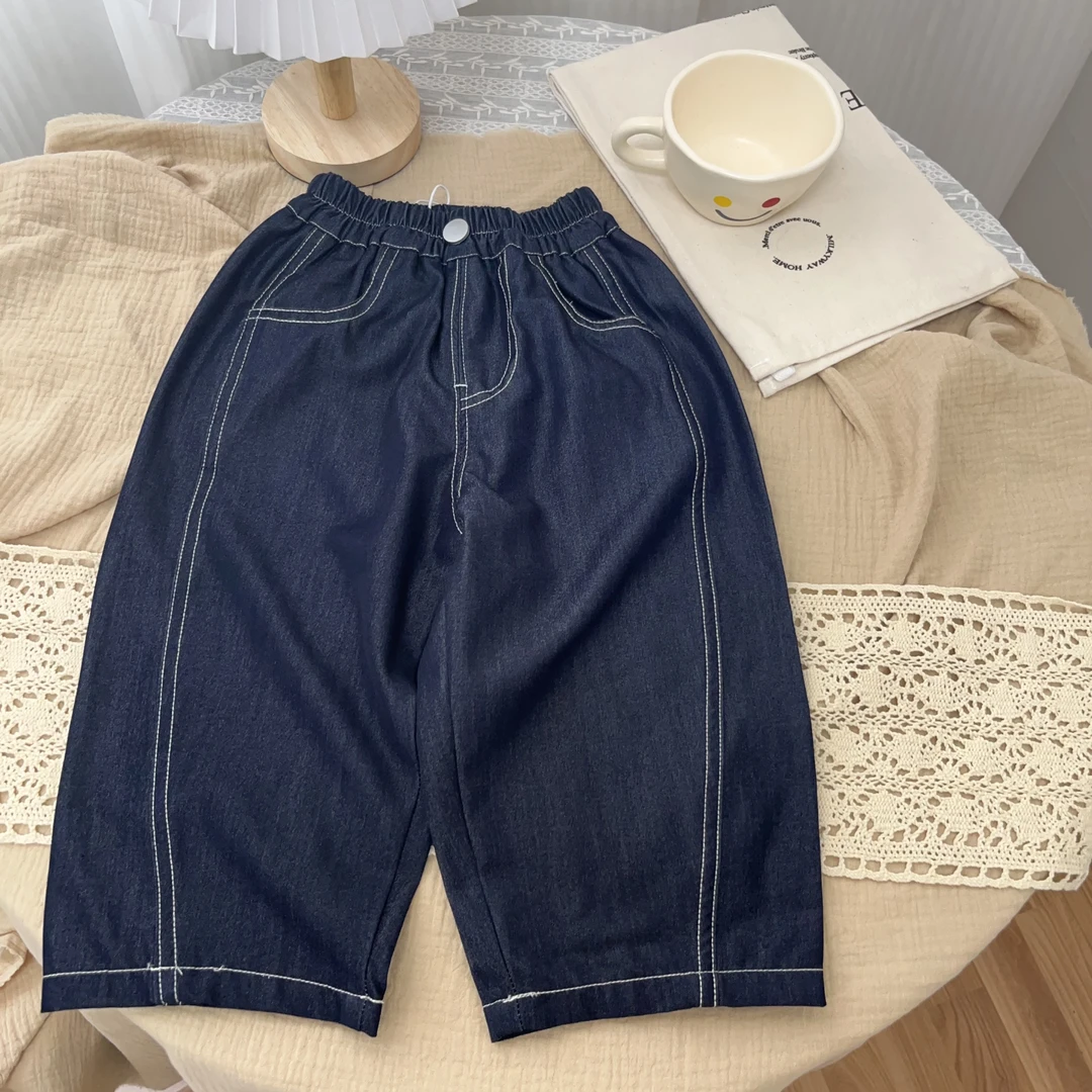 2025韩版阔腿免皱免烫莱赛尔儿童百搭长裤