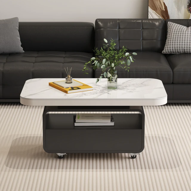 现代简约方形可移动推车茶几轻奢客厅家用小户型创意设计沙发边几