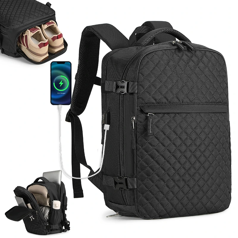 简约轻便双肩包多功能通勤短途出差旅行双肩背包带独立电脑隔层