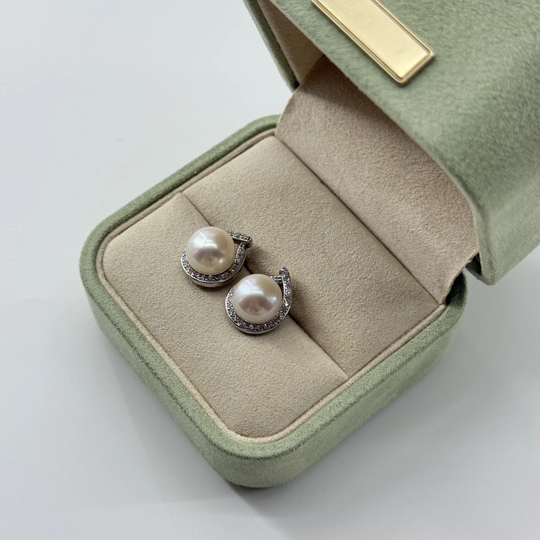 ZY0010031 S925白色馒头珍珠耳钉 多样性发一件 9mm+