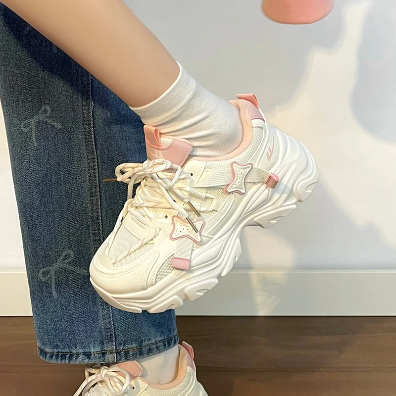 回力春季爆款网面透气厚底老爹鞋女小众学生百搭轻便时尚休闲潮鞋