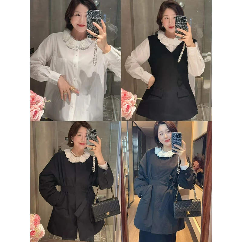 【DIS 定制】【山茶玫瑰】宫廷风设计感立体花朵衬衫Z525C16068