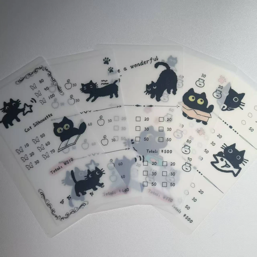 A127可爱黑色猫猫趣味涂色小额存钱袋A6尺寸创意零钱袋