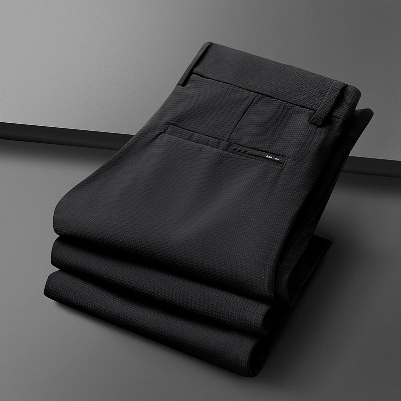 男士休闲裤透气夏季冰丝休闲裤潮流商务高弹力长裤百搭修身裤子