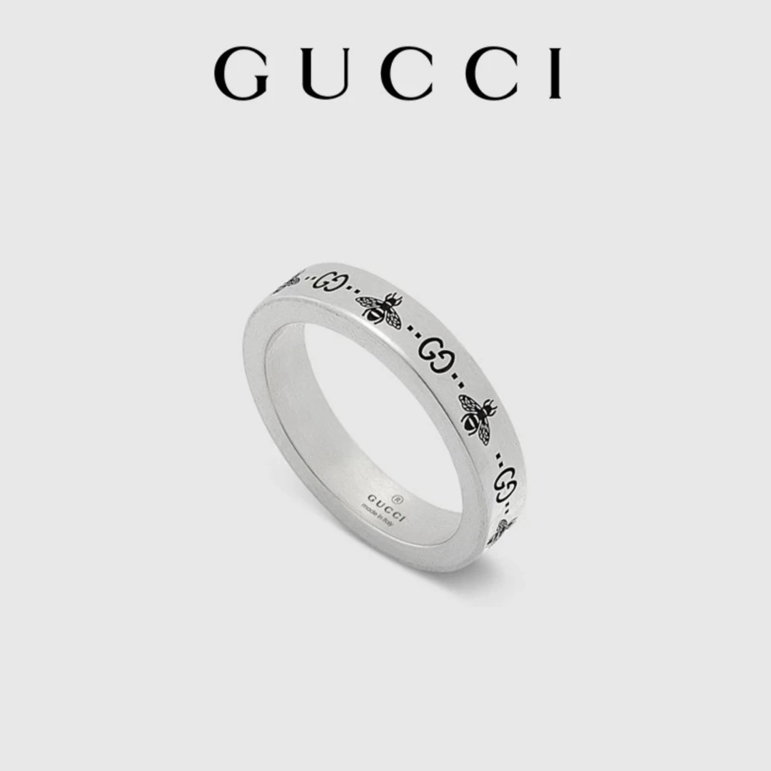 99新 GUCCI/古驰 蔚蓝/银色小蜜蜂 戒指 14码 北京