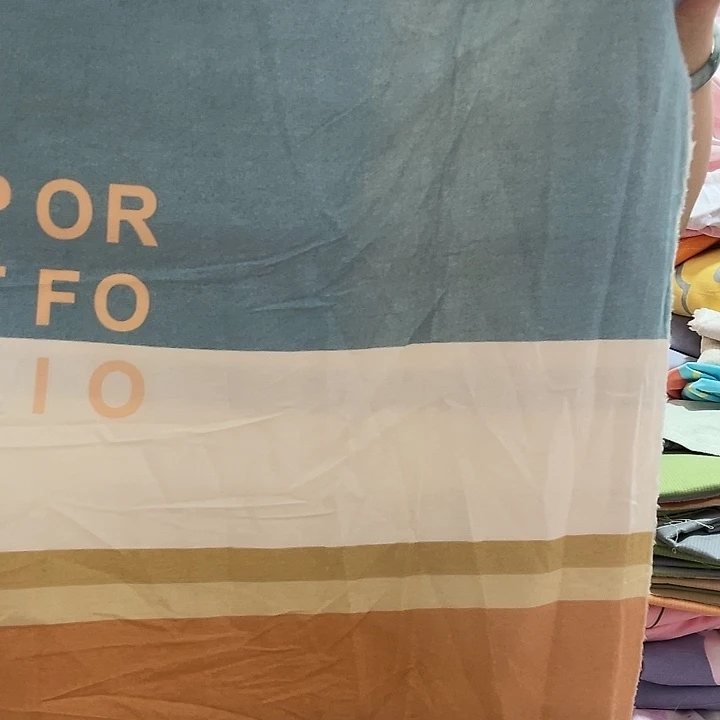 *****棉长绒棉灰绿橘条纹0.7米