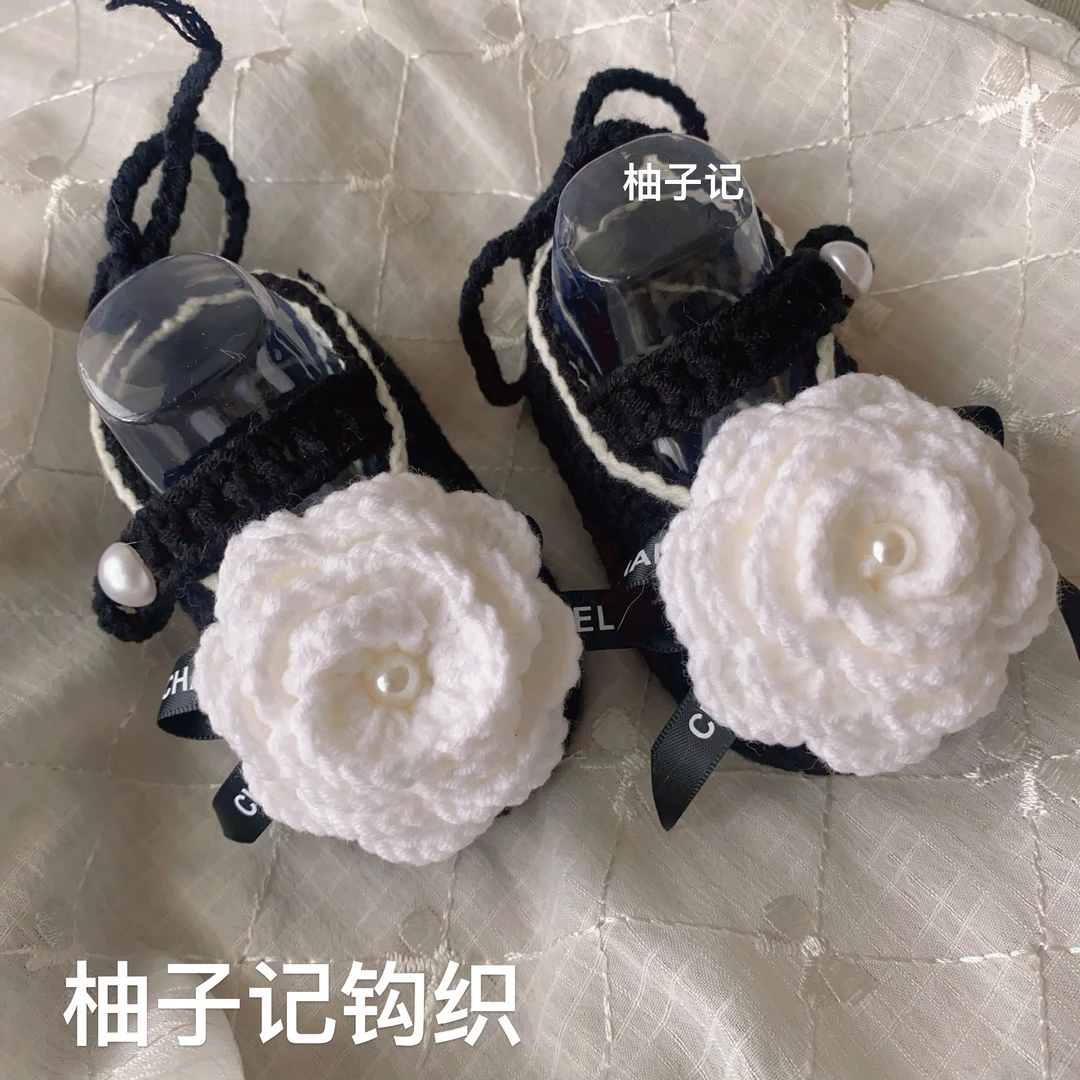 成品小香 经典黑白山茶花 宝宝鞋0～12个月 
