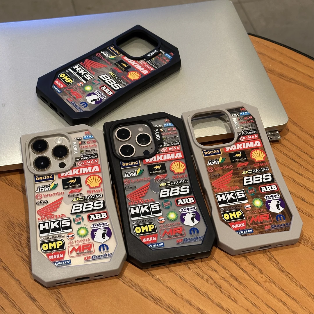 欧克里里汽车车标苹果16promax手机壳15/14/13不规则边框12/11男