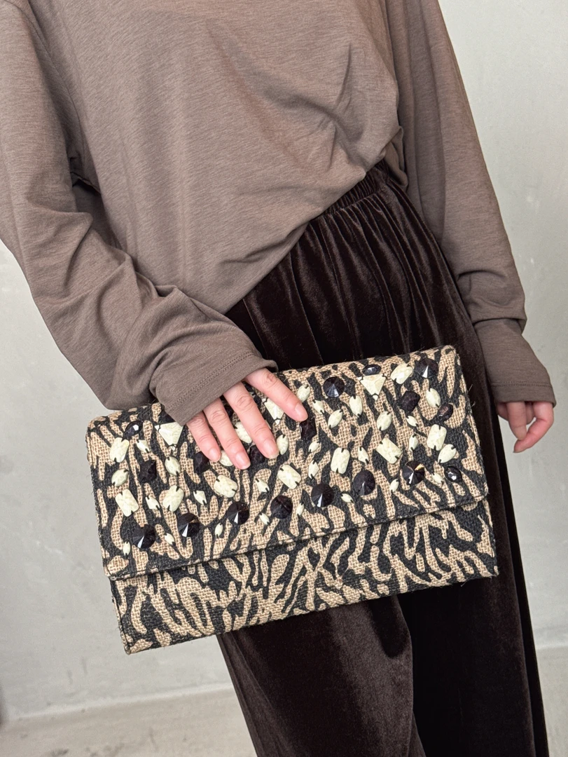 复古斜挎包欧美风时尚刺绣豹纹