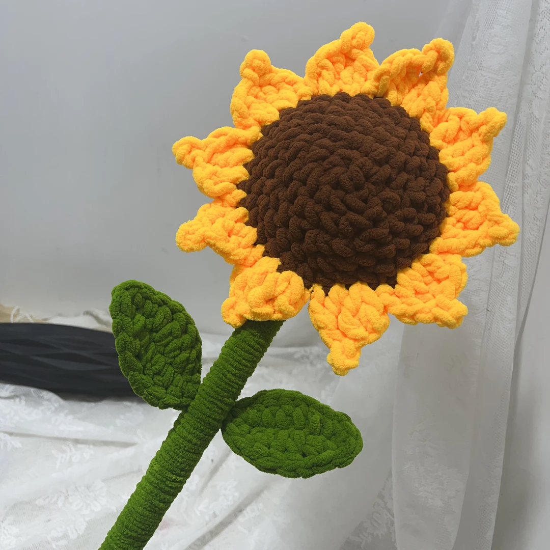 成品手工针织冰条线向日葵材料包太阳花毛线真花束教师节学生礼物