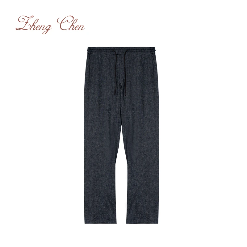 桑蚕丝汉麻棉混纺牛仔风休闲裤 C-P10073