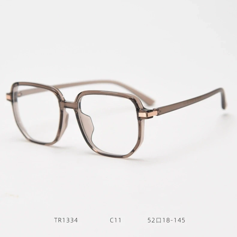 渐变茶色眼镜男近视超轻TR多边形大框显瘦防蓝光平光镜女配有度数