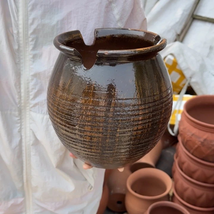 紫砂花盆口20高23宜兴土陶