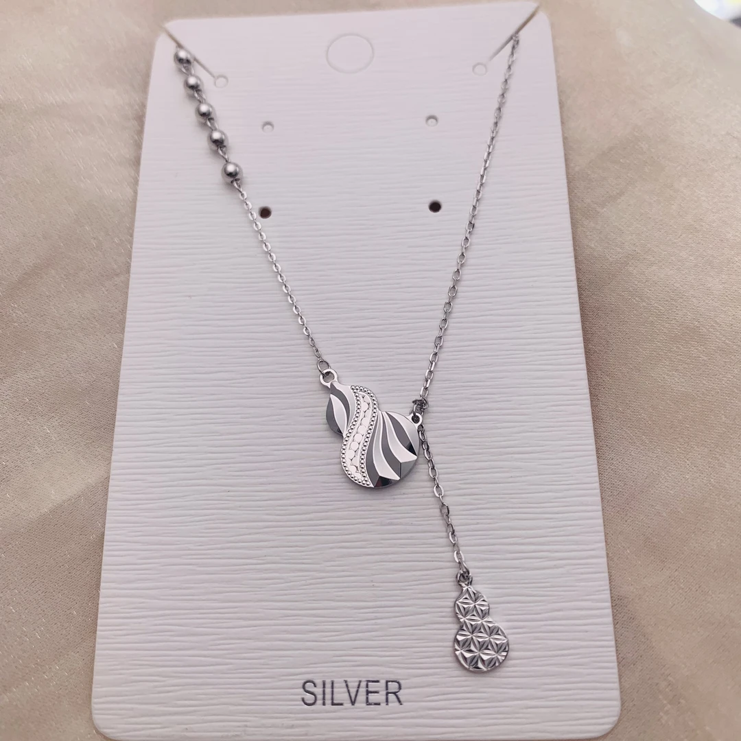 坠链均925银 气质项链精致珠珠双葫芦S925银轻奢百搭灵动SY680