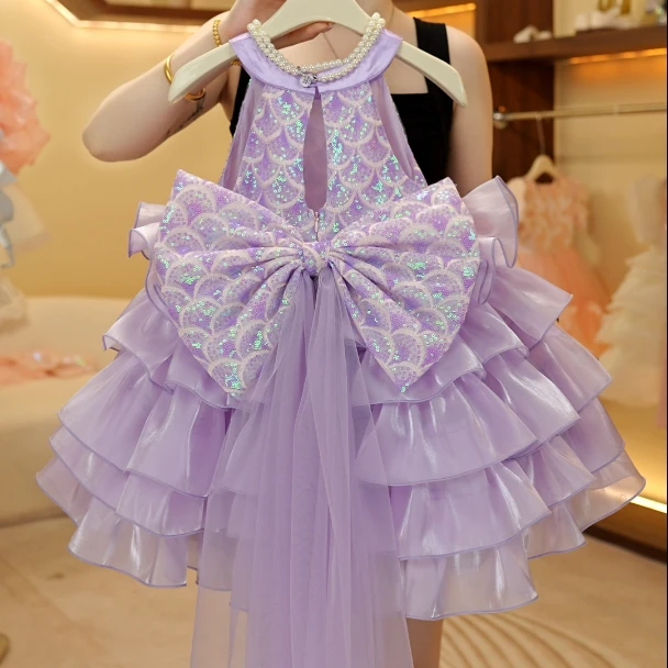 【现货】春夏季新款儿童公主裙女童亮片连衣裙礼服蓬蓬纱裙演出时尚