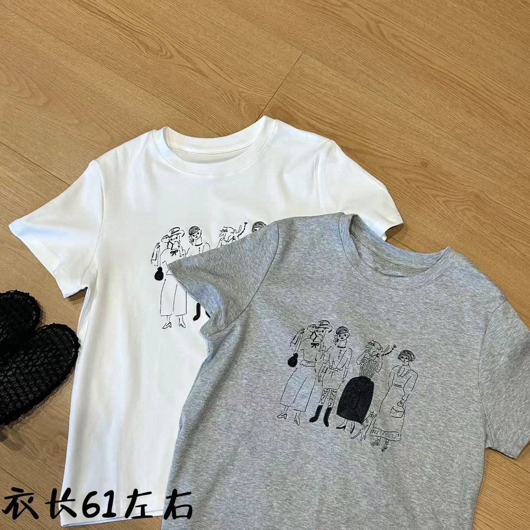 【志玲家】优选2532款四人行刺绣短袖