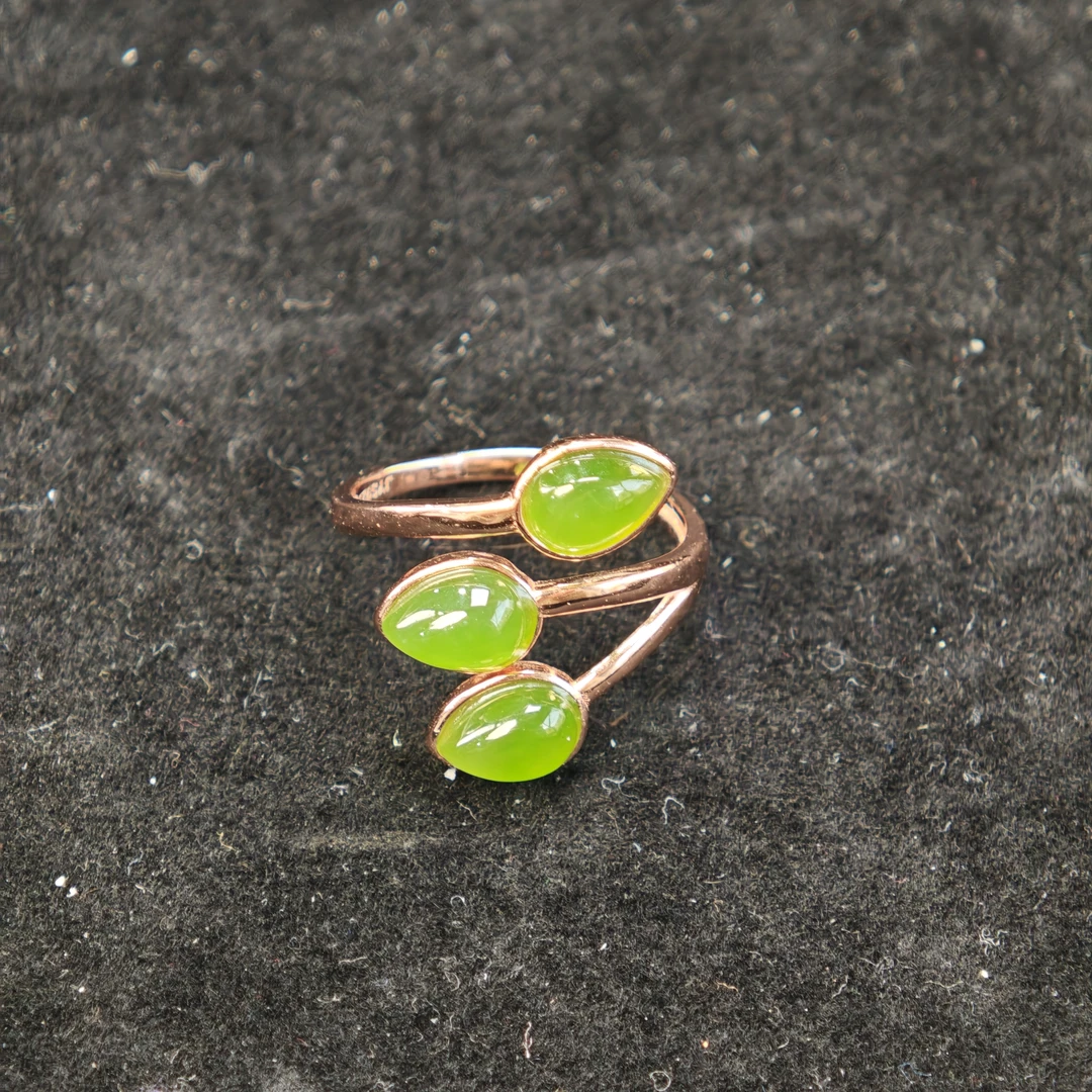 【元举甄选】和田玉碧玉S925银戒指多样性发一