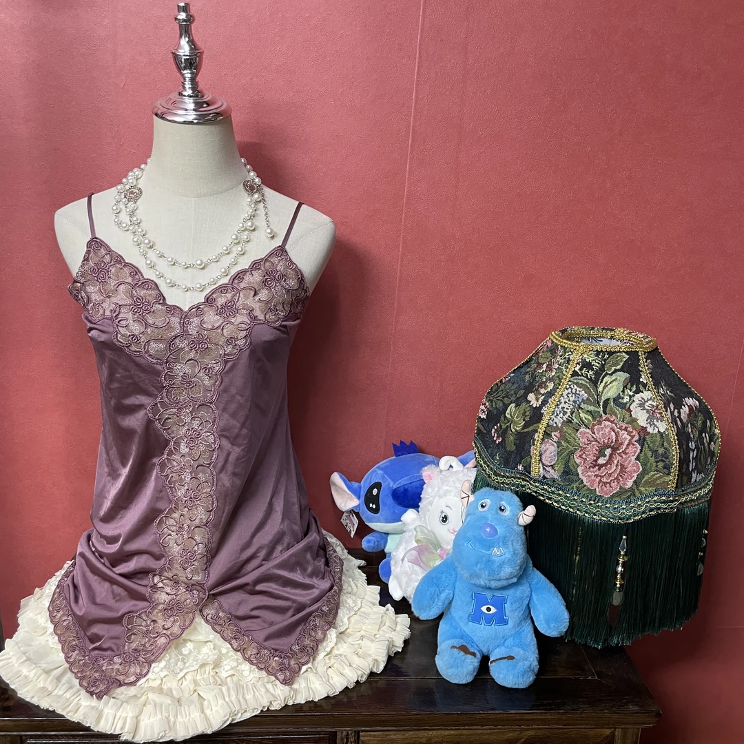 vintage 古着蕾丝绣花辣妹法式复古吊带背心 直播间专属链接