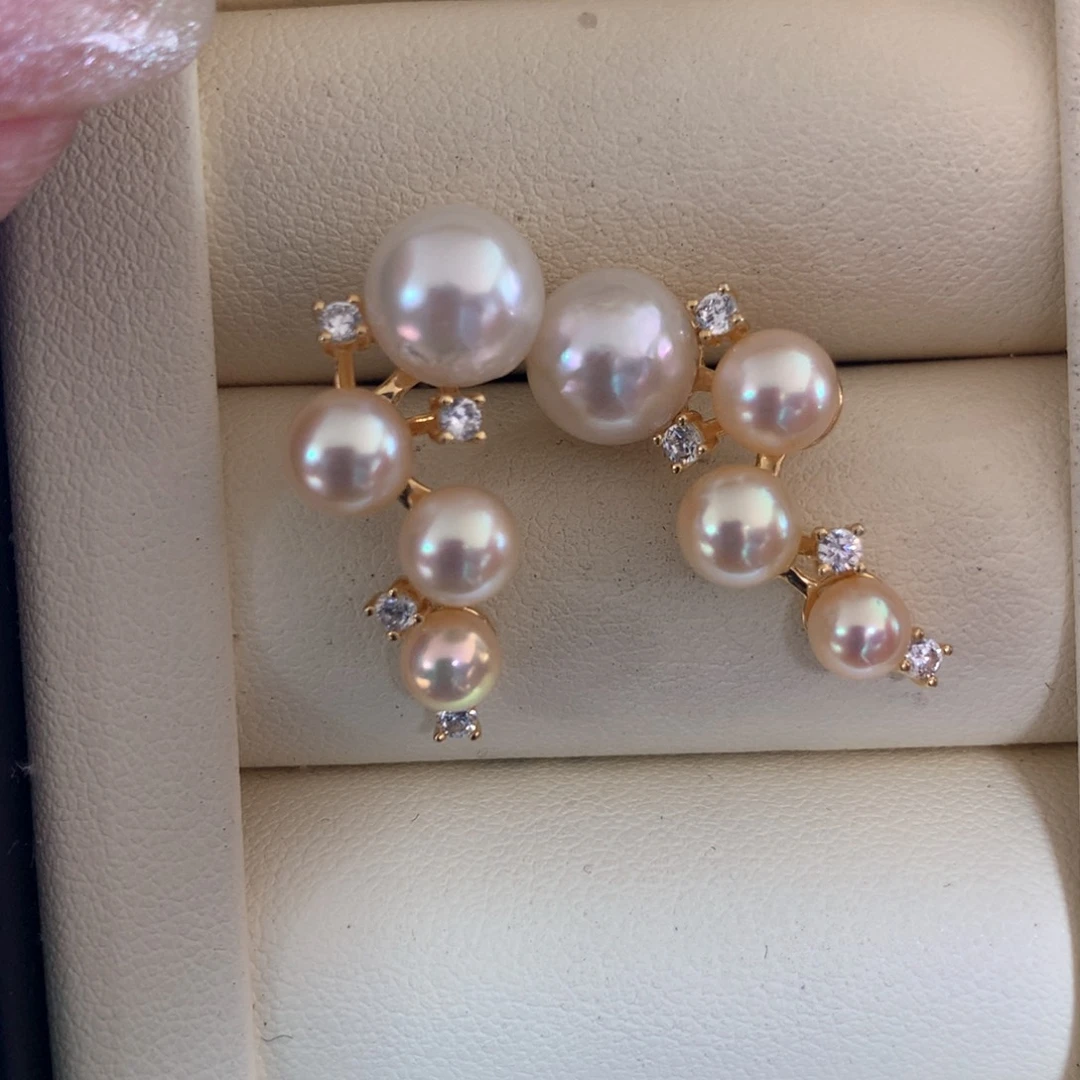 银S925镶嵌海水珍珠耳饰