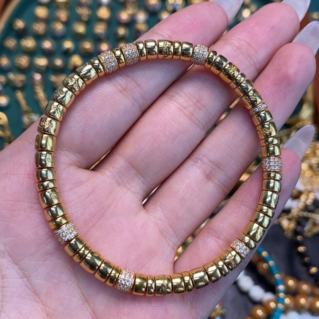 手链足金镶嵌合成（培育）蓝宝石